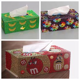 Diamond painting Tissue box Three-dimensional handmade art cosmetic tissue dispenser Children's DIY puzzle cartoon home decor 201201