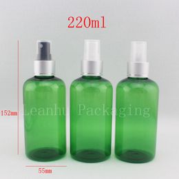 wholesale, high quality 220ml green beautiful spray pump plastic bottle for personal care, 220cc sprayer cosmetics
