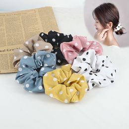 Fashion Retro Vintage Hair Bands For Women Girls Wave Dots Cute Elegant Headwear Elastic Big Tie Scrunchie Hair Accessories