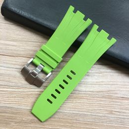 mens watch band 28mmmm Black Grey Green Red Yellow Blue Waterproof Rubber Silicone designer Watchbands Watch Strap For fit AP26400 Bracelet