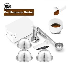 iCafilas Reusable Coffee Capsule Pod For Nespresso Vertuoline GCA1 & ENV135 Stainless Steel Refillable Philtres Dosing 220217