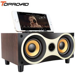 TOPROAD Desktop Wireless Bluetooth Speaker Subwoofer Stero Wood Speakers Support FM Radio AUX USB Handsfree MIC caixa de som LJ201027