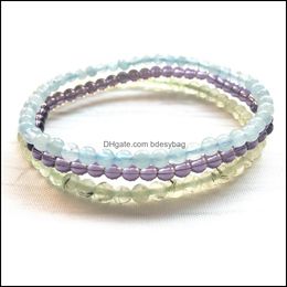 Beaded Strands Bracelets Jewelry Mg0124 Aa Grade Aquamarine Bracelet Prehnite Ameyhtst Yoga Mala Bead 4 Mm Mini Gemstone Set Drop Delivery