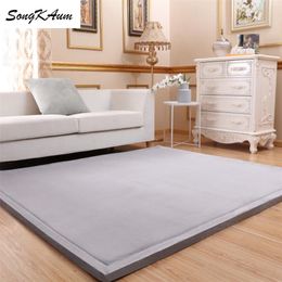 SongKAum Coral fleece Thicken Large Carpets Solid simple child Non-slip Tatami customizable Mats Bedroom Home Lving Room Rug 201214