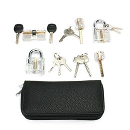 24pcs Single Hook Lock Picks Set with 5Pcs Transparent Lock Locksmith Practise Training Skill Set