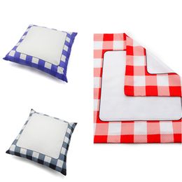Blank Sublimation Pillow Case Thermal Pillowcases with Grid Plaid Border DIY Plain Sofa Cushion Throw Pillow Cover Pillowslip 3 ColorF102004