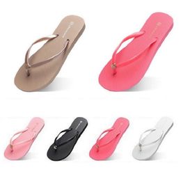 Style331 Tofflor Strandskor Flip Flops Kvinnor Grön Gul Orange Navy Bule Vit Rosa Brun Sommar Sandaler 35-38