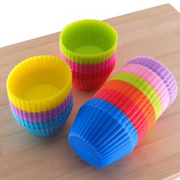 Silicone Muffin Cups Cake Cupcake Baking Pastry Cup Cake Mould Case Bakeware Maker Mold Kitchen Tools Mold Round Cup Cake Tool LX3882