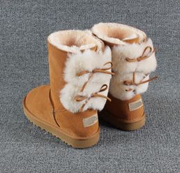 Hot sell AUS U3280 short 2 Bow women snow boots Fashion style bowknot keep warm short winter Genuine Leather Sheepskin boots coupon G3280