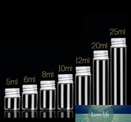 Clear Lead-free Glass Tube Bottle With Aluminium Caps Vial Glass Jars For Candy DIY Projects Small Grain Items Containers 22mm Diameter SN905