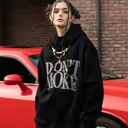 M-3XL Fashion I Don't Smoke Printing Hoodie Women Pullover Black Tops OverSized Long Sleeve Sweatshirt Outdoor Casual Tracksuit 201202