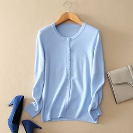 16 Color Cashmere Women Basic Cardigan O-Neck Sweater Spring Autumn Winter Female Long Sleeve Wool Knitted Solid Soft Fashion 201111