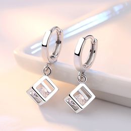 Fashion Cubic Zircon box earrings silver diamond earrings dangle women fashion wedding Jewellery gift will and sandy new