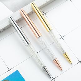 Fashionable Blingbling Rhinestone Crystals Plated Metal Ball Pen Promotion Smooth Shiny Gem Golden Engrave Print Logo Decorative Crystal Pen