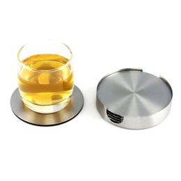 6 PCS Coasters - Stainless Steel Holder with Coaster Set - Bar Drink Milk Coffee Tea Cup Mugs Holders Home Garden Supplies Y200328