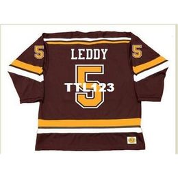 740 #5 NICK LEDDY Minnesota Gophers 2005 Hockey Jersey or custom any name or number retro Jersey