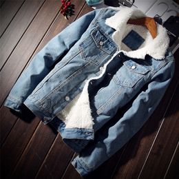 Fashion Men Thick Jean Jacket Men's Winter Plus Velvet Denim Jacket Thicken Cotton-padded Coat Male Casual Slim Fit Outwear 201118