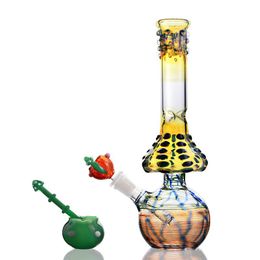 Big Bongs hookahs Ball Base Recycler Oil Rig Mashroom with Dots Large Cylinder Glass Water Bong with Bowl