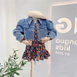 Baby Girls Denim Jacket Infant Toddle Jean Coat Puff Sleeve Kids Jean Clothing Baby Girl Outwear Spring Autumn Chaqueta Clothes 201104