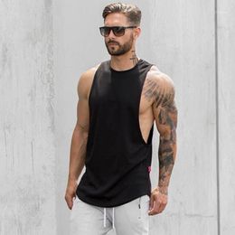 Running Jerseys Mens Gym T Shirt Sport Clothing Fitness Bodybuilding Tanktop Stringer Singlet Crossfit Solid Sleeveless Shirts Male