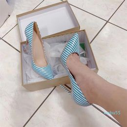 Women shoes lady Leather striped Pointed toes lady high heels Ladies Heel stiletto pump 12cm 10cm 8cm