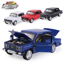 15CM Russia LADA 2106 Diecast Model Car, Metal Car, Kids Boys Gift Toys With Openable Door/Pull Back Function/Music/Light LJ200930