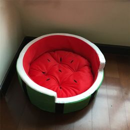 1pc Cute Kennel House Warm Cotton Watermelon Modeling Dog Mat Sofa Pet Cat for Dogs Fruit Bed S M L 201223