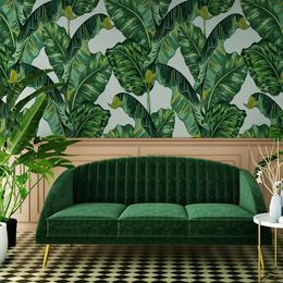 Custom 3D Green Plant Banana Leaf Waterproof Canvas Wall Painting Wallpaper For Living Room Bedroom Home Improvement Mural