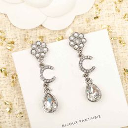 Luxury quality Charm dangle drop earring with white diamond and nature shell beads in platinum Colour plated for women wedding Jewellery gift have box stamp PS7273
