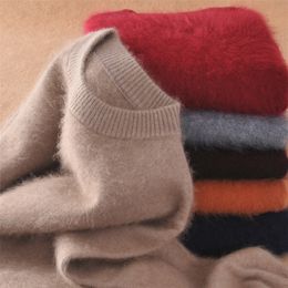Men Pullovers 100% Mink Cashmere Knitting Sweaters New Fashion Winter Thick Warm Pullovers Man Sweater Free Shipping LJ201009