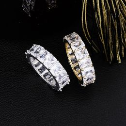 1 Row Iced Out Cubic Zircon Round Ring Men's Hip Hop Gold Silver Colour Personality Jewellery For Gifts