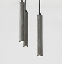 cement pendant light LED Grey concrete suspension lamp minimalist design lighting hanging lamp dinning room restaurant pure cement