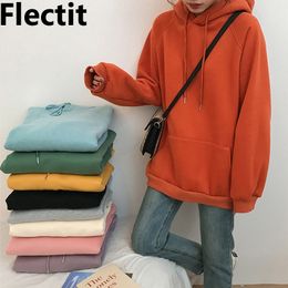 Flectit Woman Oversized Hoodie Front Pouch Pocket Thick Fleece Sweatshirt Pastel Colour Basic Hoodies & Sweatshirts / 201114