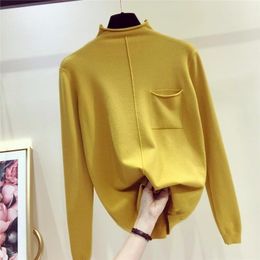 Half Turtleneck long Sleeve Knitted Sweater women tops fashion Short Sleeve 8colors New Arrivals 201031