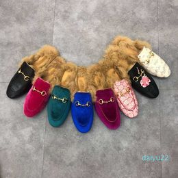 Designer Fashion Women Slipper Princetown G Ladiese Muine Leather Loafers Furs Muller Slippers With Buckle Casual Fur Mules Flats Size3