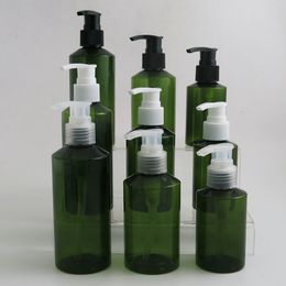 30 x 100 150 200ml Refillable Empty sloping shoulder Green Amber Plastic Bottle Lotion pump Container Liquid Soap Shampoo