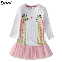DXTON Cartoon Girls Dresses Long Sleeve Winter Kids Dress For Girls Children Christmas Dress Patchwork Toddler Cotton Clothing LJ200923
