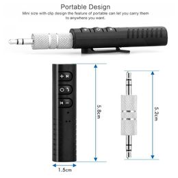 Clip-on Wireless AUX Bluetooth 4.1 Receiver for Car Headphone Speaker 3.5mm Bluetooth Audio Music adapter Jack with Mic 2020 500pcs