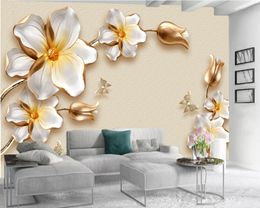 Modern Mural 3d Wallpaper Beautiful Flowers Butterfly 3d Wallpaper Indoor TV Background Wall Decoration Mural Wallpaper