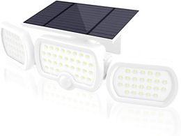 Solar Lights Outdoor 3 Heads, Romwish 80 LED 3 Modes Solar Motion Sensor Security Light with 360° Wide Lighting Angle, IP65 Waterproof Durab
