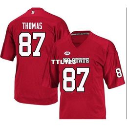 Cheap 3740 NC State Wolfpack Thayer Thomas #87 real Full embroidery College Jersey Size S-4XL or custom any name or number jersey