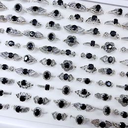 Gorgeous Geometric black glass zircon crystal Ring mix Style Multi Design Personalized Women Jewelry 50pcs/lot
