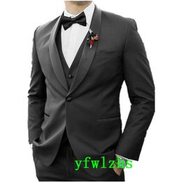 New Style One Button Handsome Shawl Lapel Groom Tuxedos Men Suits Wedding/Prom/Dinner Best Man Blazer(Jacket+Pants+Tie+Vest) W672