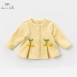 Dbz13503 Dave Bella primavera bebê meninas cute fruta apliques casaco crianças tops moda infantil toddler outerwear 201106