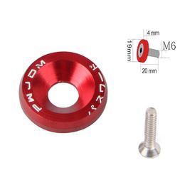 10pcs Red Aluminium JDM Fender Washers and M6 Bolt Car Modified Hex Fasteners Fender Washer Bumper Engine Concave Screws