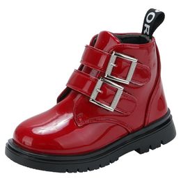 spring and autumn girls Martin boots boys baby fashion single double buckle children princess short 211227