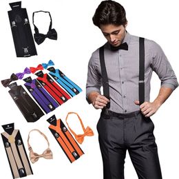 Fashion Accessories Bow tie Suspenders Set Adjustable Elastic Wedding Belt Strap Shirts Brace For Men Women