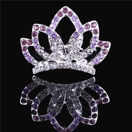 Colours Crown Girls Tiara Comb Shiny Rhinestone Crown Hair Head wear Daughter birthday party fashion Accessories