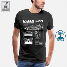 Back To The Future Delorean Schematic T-Shirts With Print Men Motorcycle Cotton Summer Men'S Hip Hop 220304