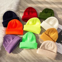 Solid Unisex Beanie Autumn Winter Wool Blends Soft Warm Knitted Cap Men Women SkullCap Hats Gorro Ski Caps 14 Colours Beanies WXY038